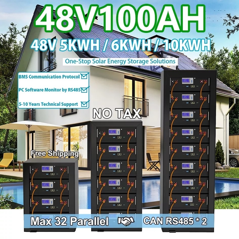Блок батарей 12V 48V 100Ah фосфата иона лития систем LiFePO4 хранения солнечной энергии 5KW 10KW
